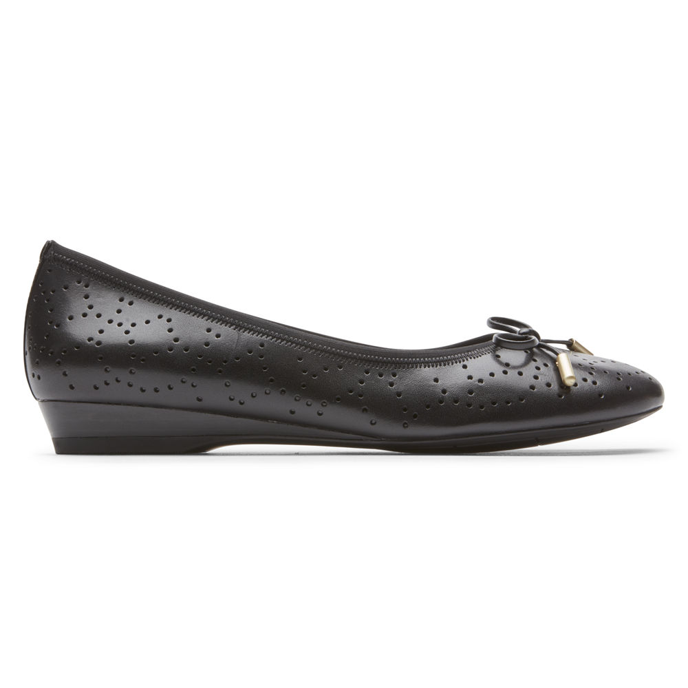 Rockport Flats Sko Dame Svart - Total Motion Shea Perforated Bow - ANPW52468